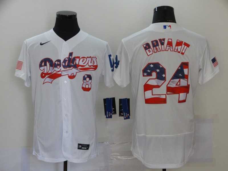 Dodgers 8 & 24 Kobe Bryant White USA Flag Fashion Nike Cool Base Jersey,We sell and wholesale Dodgers 8 & 24 Kobe Bryant White USA Flag Fashion Nike Cool Base Jersey on line form chian!